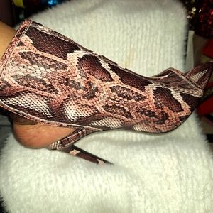 Snake Skin Print open toe heels